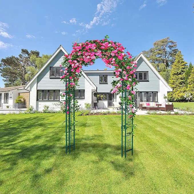 88in Steel Garden Arch Arbor Trellis for Climbing Plants Outdoor,Yard,Wide Sturdy Durable Garden Arch for Lawn,7.3ft Climbing Plants Decorative Wire Lattice,Outdoor Wedding Arch(Green) by GreenHaven Gardens