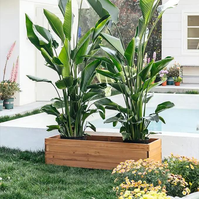 Wooden Raised Garden Bed Planter Box – Fir Wood Outdoor Vegetable, Herb & Flower Box with Drainage Holes – 47.24"x15.75"x12.6", Rot-Resistant, for Patio, Yard, Balcony by GreenHaven Gardens