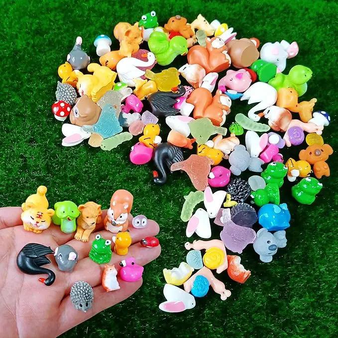 100 Pcs Mini Resin Animals Figures, Forest Tiny Plastic Animals Figurines to Hide Miniature Fairy Garden Decorations Accessories by GreenHaven Gardens