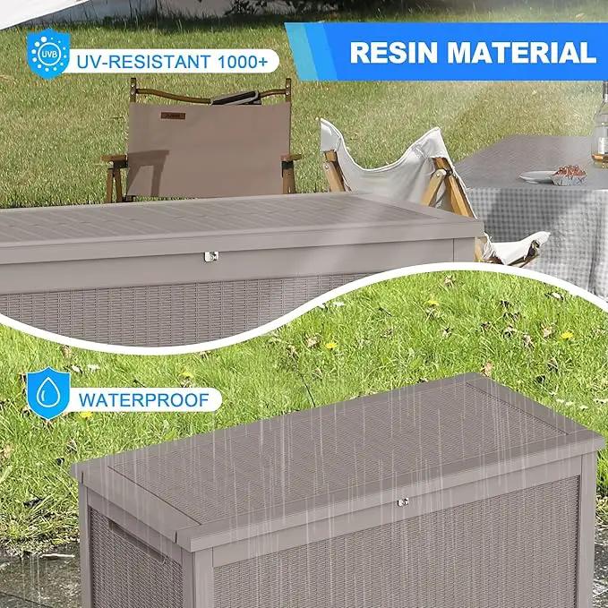 320 Gallon Lockable Resin Deck Box, Waterproof & UV-Resistant Outdoor Storage Box for Outdoor Cushion Storage, Garden Tools & Pool Accessories Storage, Gray by GreenHaven Gardens
