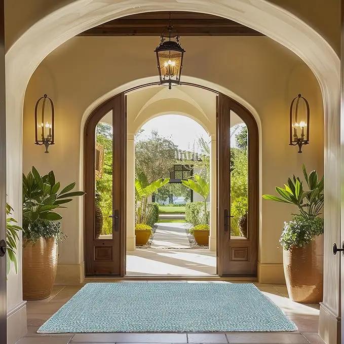 nuLOOM 3' x 5' Solid Hand Braided Indoor/Outdoor Area Rug, Pet-Friendly, High Traffic, Weather Resistant, for Patio, Balcony, Bedroom, Living Room, Dining Room, Wynn Aqua by GreenHaven Gardens