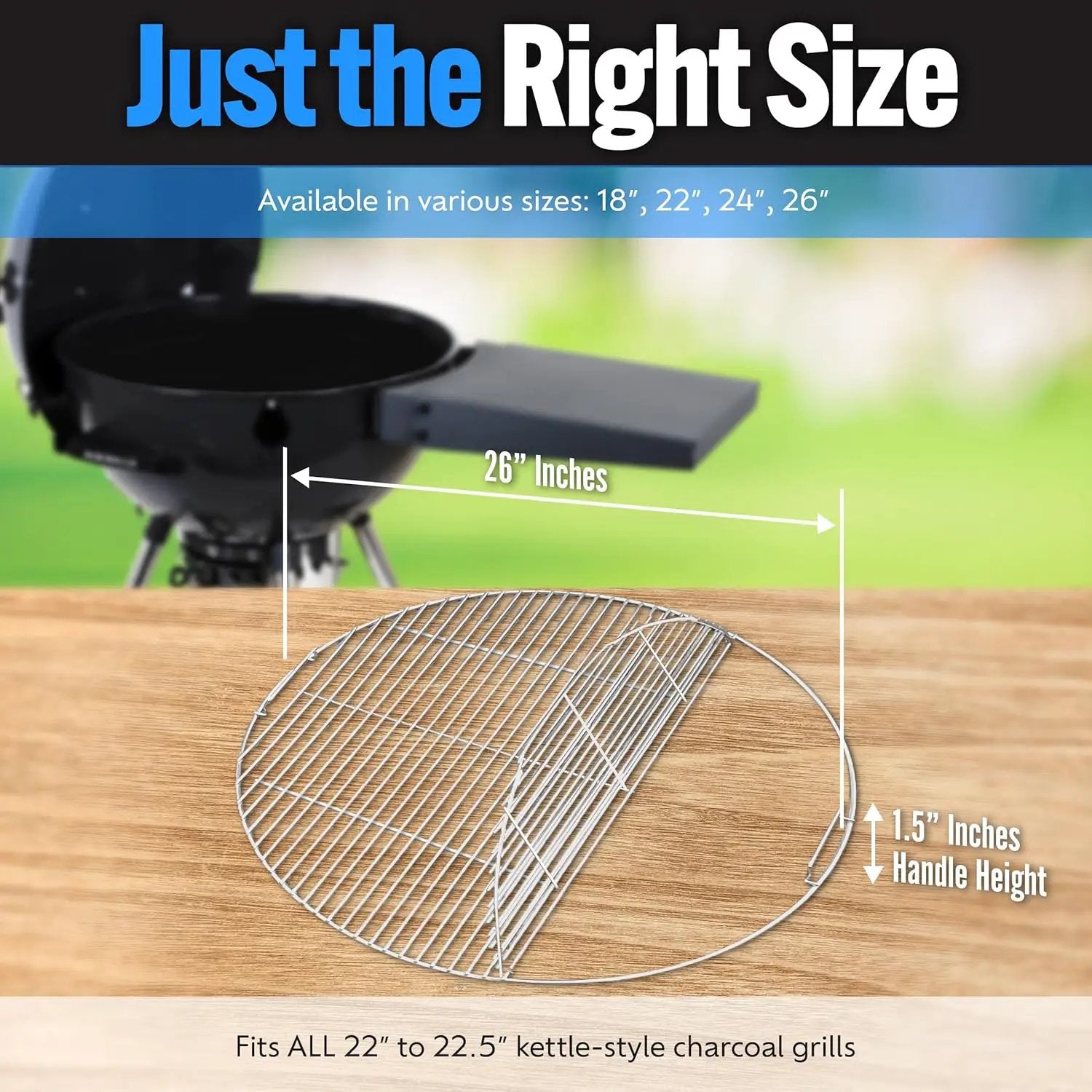 SnS Grills Slow ‘N Sear EasySpin Charcoal Grill Cooking Grate - Compatible with Weber and Other Grills, 2-Zone Stainless Steel Hinged Replacement - Tailgating & Backyard Cooking - 26” Inches by GreenHaven Gardens