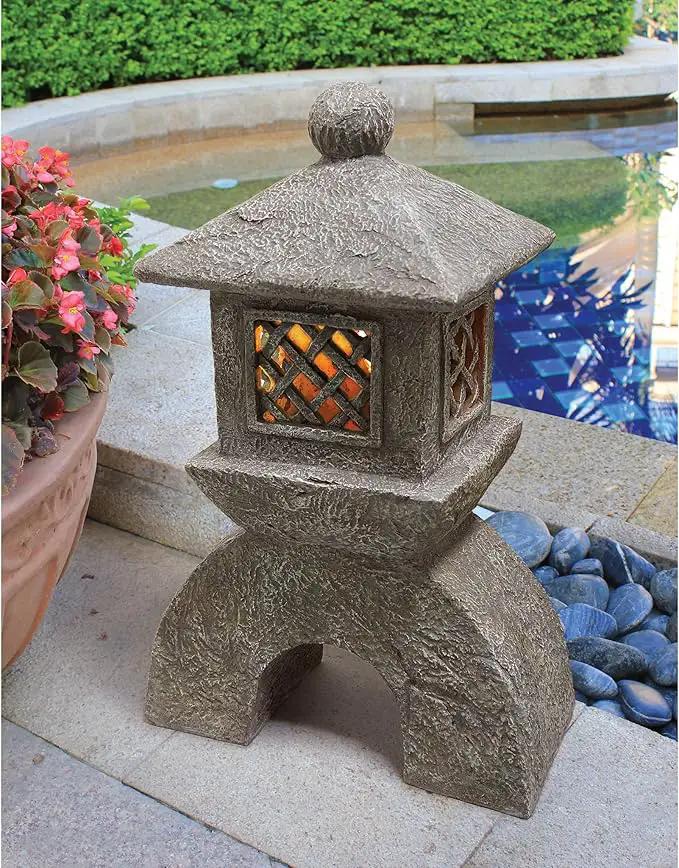 Design Toscano AL58699 Illuminated Pagoda Lantern Statue,greystone by GreenHaven Gardens