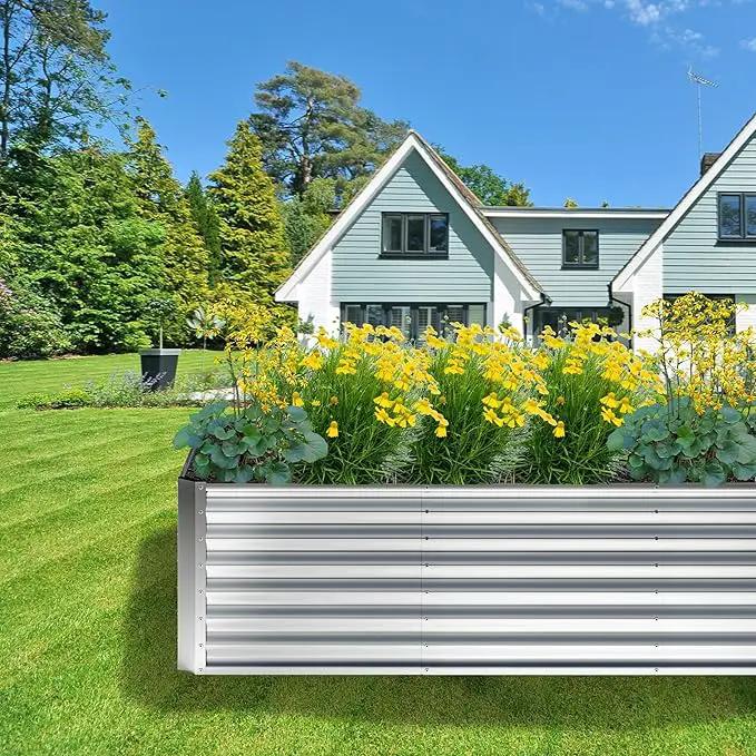 6x2x2FT Galvanized Raised Garden Bed,Planter Raised Beds-Metal Garden Box,Large Plant for Outdoor Planting, Vegetables Bed,Flower,Herb-Sliver by GreenHaven Gardens