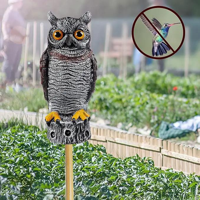 Hausse Fake Owl Decoy Bird Scarecrow Sculpture, 13.6 Inch Plastic Horned Owl Bird Deterrents, Garden Protectors, Nature Enemy Pest Repellent for Outdoor Garden Yard by GreenHaven Gardens