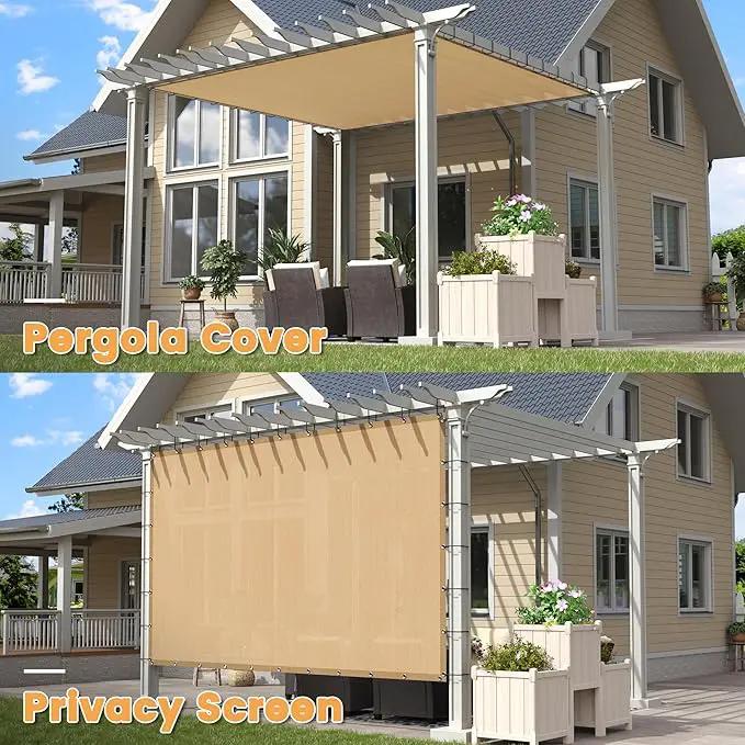 VICLLAX Shade Fabric Sun Shade Cloth with Every 2 FT Grommets for Patio Garden Pergola Cover Canopy 5x23 FT, Wheat by GreenHaven Gardens