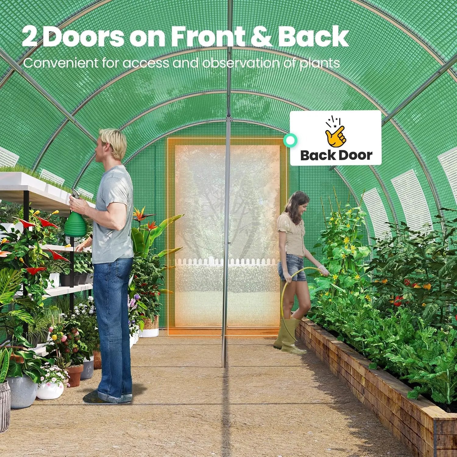 KING BIRD Premium 20x10x6.6FT Greenhouse for Outdoors, Large Walk-in Heavy Duty Galvanized Steel Frame, Mesh Door Screen Window Upgraded Zipper Tunnel Hoop for Garden Plant Winter, Green by GreenHaven Gardens