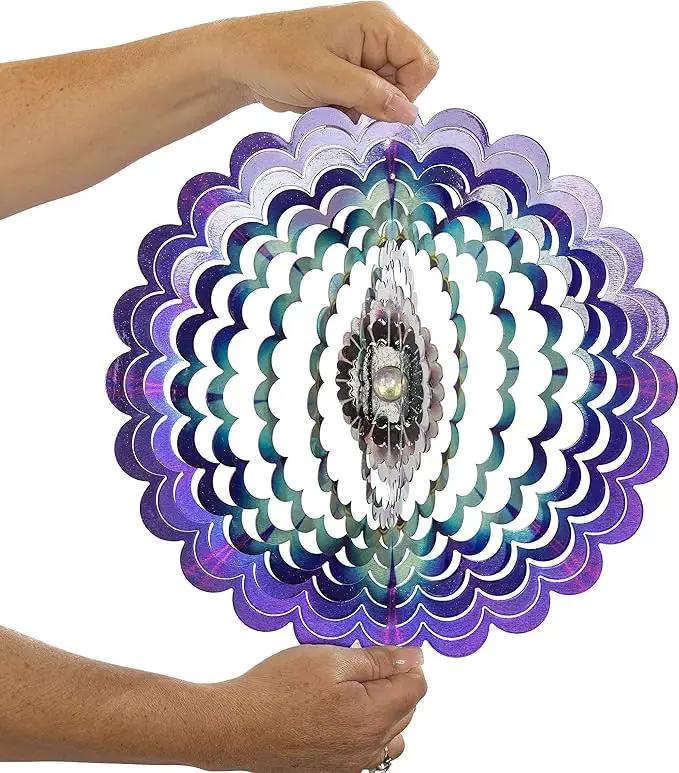 VP Home Floral Burst Mandala Kinetic Wind Spinner for Yard and Garden Wind Spinner Outdoor Metal Large Hanging Mandala Decor 3D Garden Art Wind Sculpture Spinners by GreenHaven Gardens