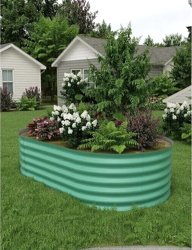2 Pcs Raised Garden Beds Outdoor 8x4x1.5ft - Galvanized Steel Planter Box for Vegetables, Flowers, Rust-Resistant Garden Box, Easy Assembly Raised Beds, Durable Planters for Outdoor Plants, Green by GreenHaven Gardens