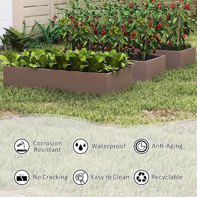 HDPE Raised Garden Bed 47.24 * 24.4 * 9.65 in,Vegetable Planter Bed Outdoor,Elevated Horticulture Planter Bed,Waterproof,Rot-Resistant and Non-Cracking Above Ground Garden Bed(Light Brown) by GreenHaven Gardens