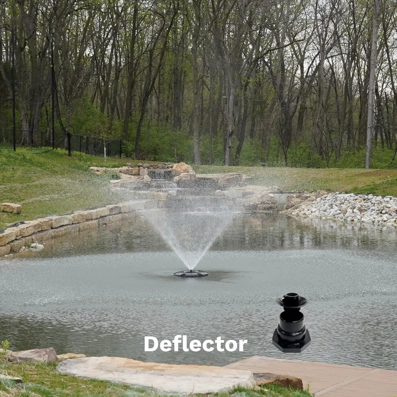 HALF OFF PONDS Floating Fountain – 1.75 HP Pond Aerator with 200' Cord – 14,800 GPH Water Pump –11 Spray Patterns - Energy-Efficient - White LED Lights - for Large Ponds, Lakes & Water Gardens by GreenHaven Gardens