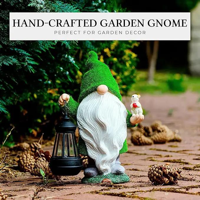 Garden Gnome with Squirrel 11.8, Gnomes with Solar Lantern, Garden Statues Outdoor Clearance, Garden Gnomes Outdoor Funny for Patio Decor, Fall Gnomes by GreenHaven Gardens