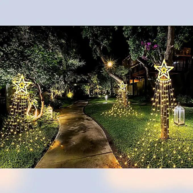 3 Pcs Christmas Decorations Star String Lights 3 Size 108/135/162 LED Waterproof String Lights with Christmas Tree Topper Lighting 8 Modes Waterfall Lights for Garden Yard Party, Warm White by GreenHaven Gardens