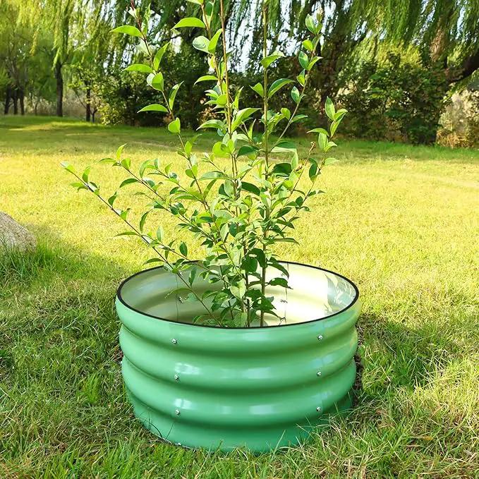 SnugNiture 2x2x1ft Round Galvanized Raised Garden Bed Kit Outdoor, Metal Planter Box for Planting Plants Vegetables, Green by GreenHaven Gardens