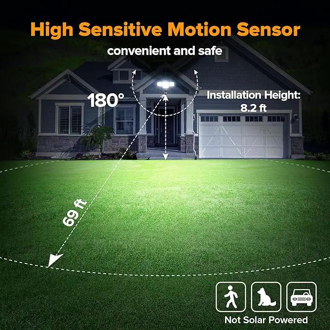LUTEC 80W 9000LM LED Security Lights Motion Sensor Outdoor Lights, 4 Head LED Flood Light Outdoor 5000K Daylight, IP65 Waterproof, Motion Detected Light for Outside, House, Garage, Yard (Brown) by GreenHaven Gardens