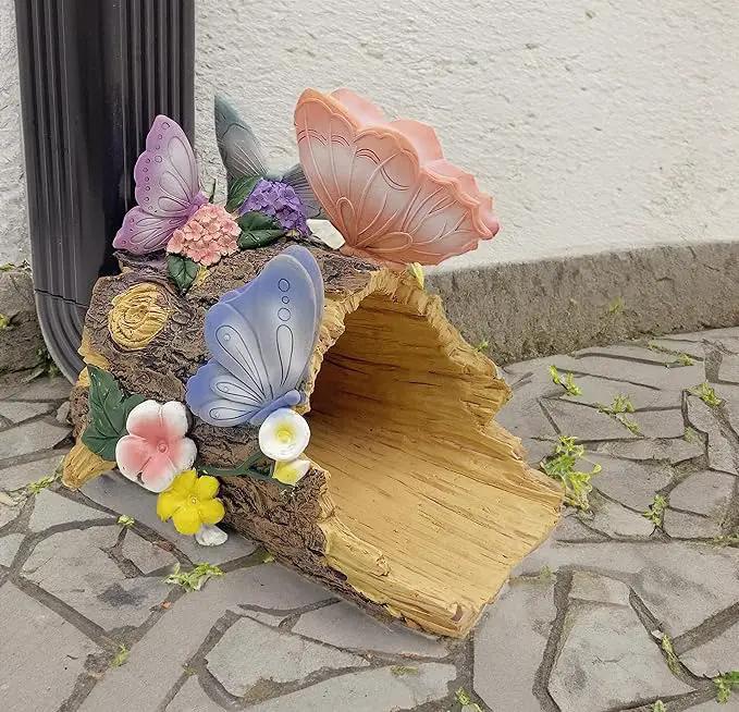 Butterfly Statues Garden Decoration Gutter Downspout Extension Statues,Resin Statue Outdoor Decor,Animal Downspout Diverter,Decorative Gutter Extension,3"×3" Downspout Extender Diverter Splash Block by GreenHaven Gardens