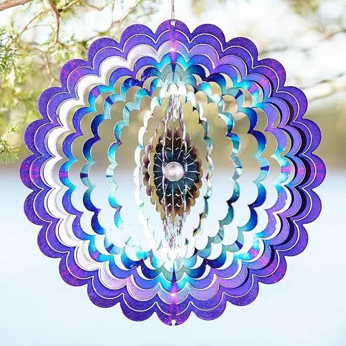 VP Home Floral Burst Mandala Kinetic Wind Spinner for Yard and Garden Wind Spinner Outdoor Metal Large Hanging Mandala Decor 3D Garden Art Wind Sculpture Spinners by GreenHaven Gardens