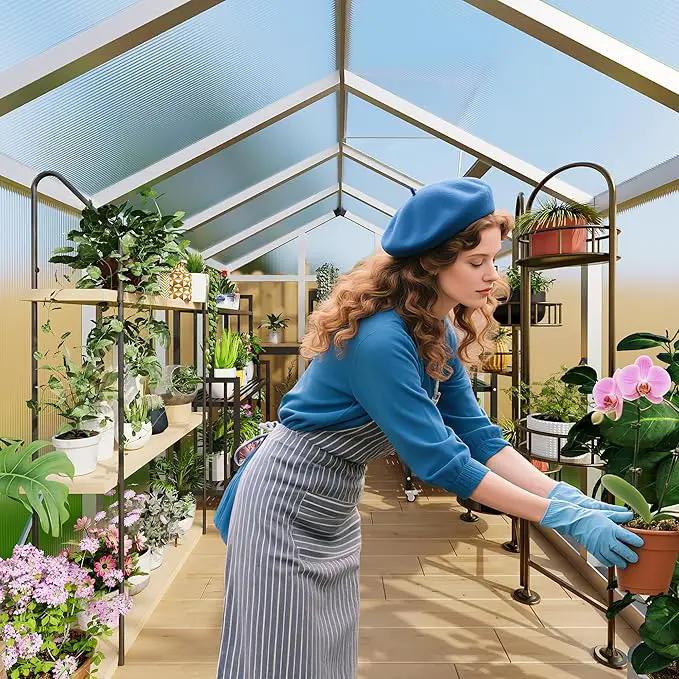 8 x 10 FT Greenhouse, Greenhouses for Outside, Polycarbonate Greenhouse with Aluminum Frame, Lockable Door and Ajustable Roof Vent for Backyard, Green Houses for Outside Garden Backyard, Patio by GreenHaven Gardens