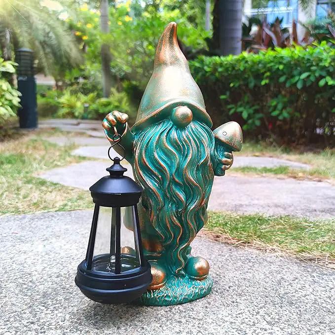 JOYBEE Garden Statues Gnomes with Solar Lantern Outdoor Decor-Gnomes Solar Figurines Lights Decorations for Patio Yard Lawn Ornaments-Gifts for Birthday Easter Housewarming by GreenHaven Gardens