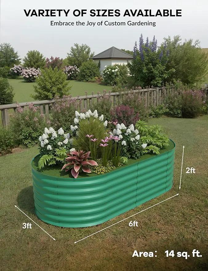 6x3x2 ft Raised Garden Bed,Galvanized Raised Planter Boxes Outdoor with Easy Assembly, Large Garden Bed for Vegetables, Fruits, Flower,Raised Garden Bed,Green by GreenHaven Gardens