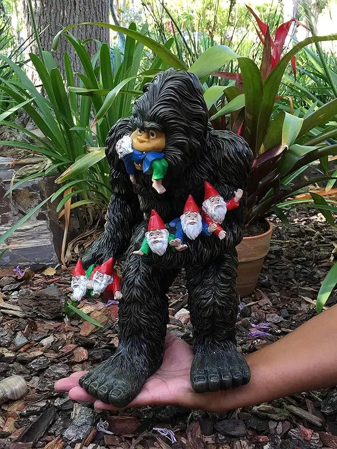 GlitZGlam Large Miniature Bigfoot and Gnomes for Fairy Garden. A Large Gnome Figurine (13 inch High) and Fairy Garden Accessory by GreenHaven Gardens