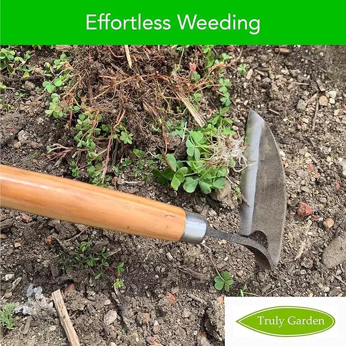 Effortless Weeding: Sharp Sickle Cuts Roots, Saves Time - with Thick Leather Sheath & Sharpening Stone by GreenHaven Gardens