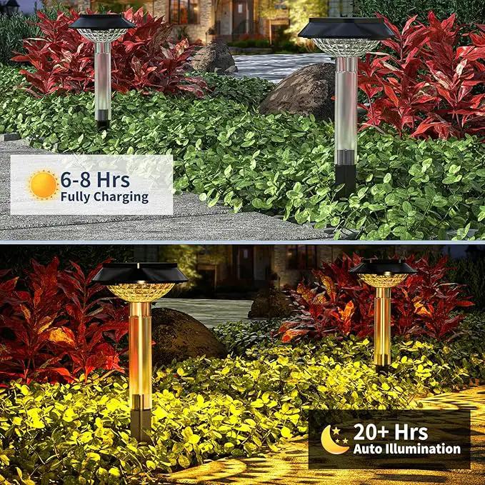 Solar Pathway Lights Outdoor 8 Pack, [6 Light Modes Cool White/Warm/ 3 Fixed Color/RGB Changing] LED Solar Lights Outdoor Waterproof IP65, Solar Garden Lights for Walkway Yard Backyard Lawn Landscape by GreenHaven Gardens