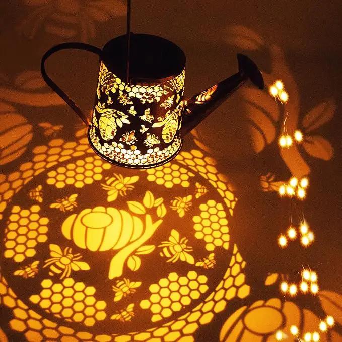 Solar Watering Can Outdoor Lights Garden Decor,Bee Hanging Lantern Waterproof Landscape Lights Outside Decoration for Yard Porch Patio Pathway Gardening Gifts(with 32 inch Shepherd Hook) by GreenHaven Gardens