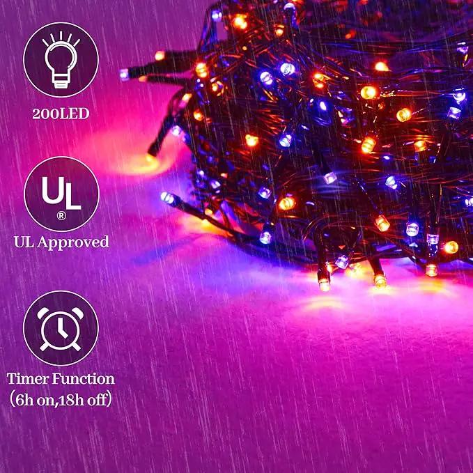 Halloween 200 LED String Lights, 72FT Orange and Purple Halloween Lights Outdoor Decorative,11 Modes with Remote Plug in Halloween Indoor Lights for Halloween Yard Party Decorations by GreenHaven Gardens