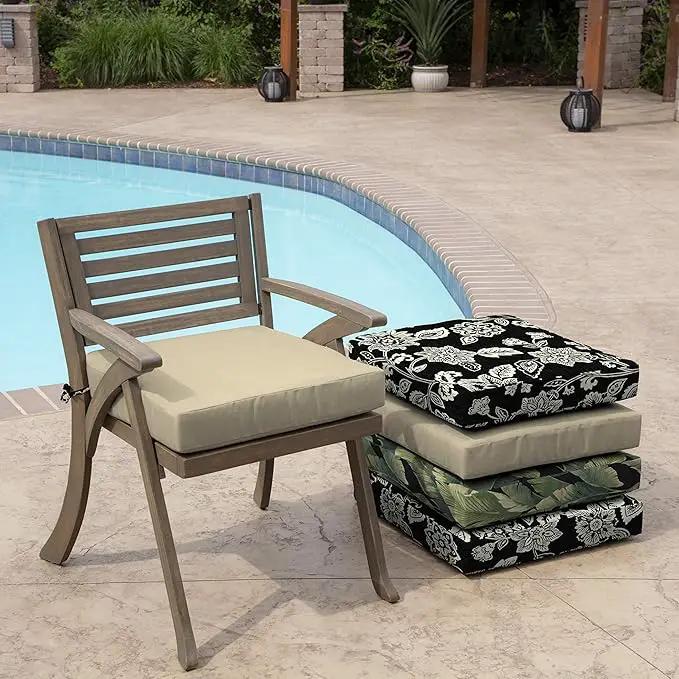 Arden Selections Outdoor Seat Cushion, 19 x 19, Rain-Proof, Fade Resistant 19 x 19, Tan Leala (Pack of 4) by GreenHaven Gardens