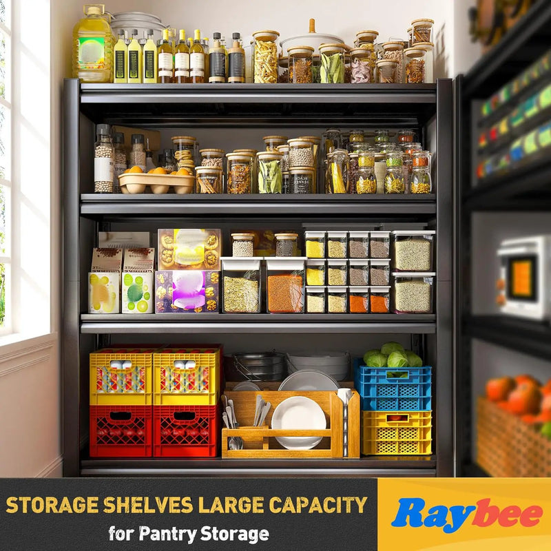 Raybee 40" W Garage Shelving Heavy Duty Storage Shelves 56.9" H Metal Shelving Heavy Duty Load 1600LBS Adjustable Metal Shelves for Storage for Pantry Kitchen 40" W x 19.1" D x 56.9" H 2 Pack by GreenHaven Gardens