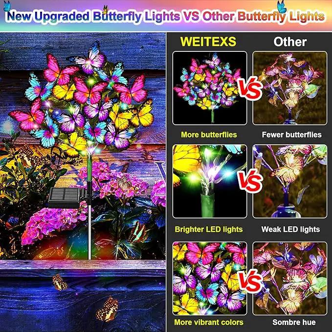 Solar Garden Lights Solar Lights Outdoor Waterproof Solar Lights 4 Pack with New Upgraded 144 LED 68 Butterflys Outdoor Solar Lights for Yard Outside Garden Pathway Decor Gifts for Women by GreenHaven Gardens