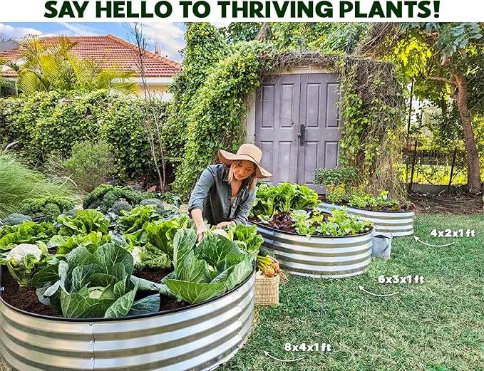 Galvanized Raised Garden Beds Outdoor // 4×2×1 ft Planter Raised Beds for Gardening, Vegetables, Flowers // Large Metal Garden Box (Silver) // Patented Tool-Free Design by GreenHaven Gardens