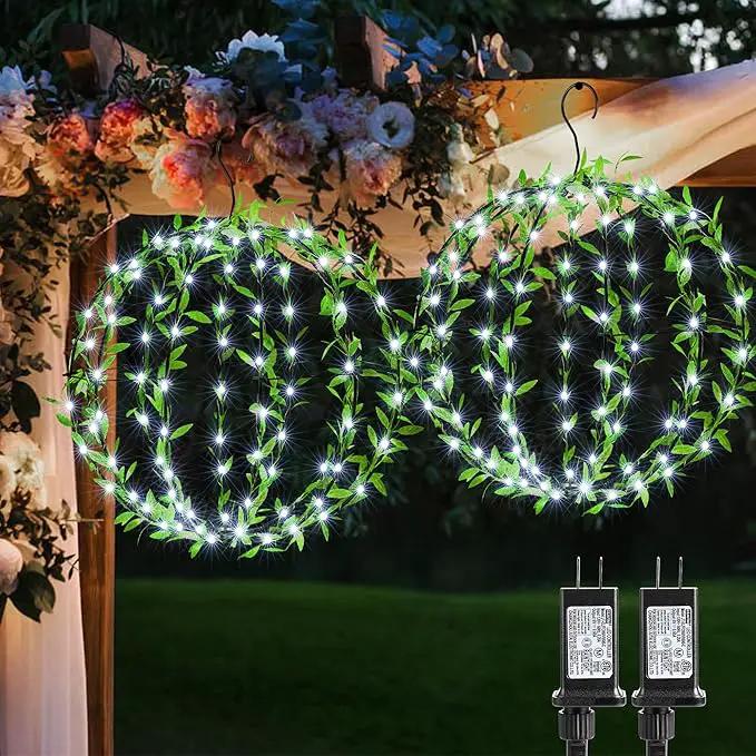 Flacchi Hanging Iron Sphere Lights with Artificial Greenery – 12Inch 120 LED Waterproof Outdoor/Indoor Decor Ball Light with Timer & 8 Modes – 2 Pack for Garden, Christmas, Weddings (Cool White) by GreenHaven Gardens