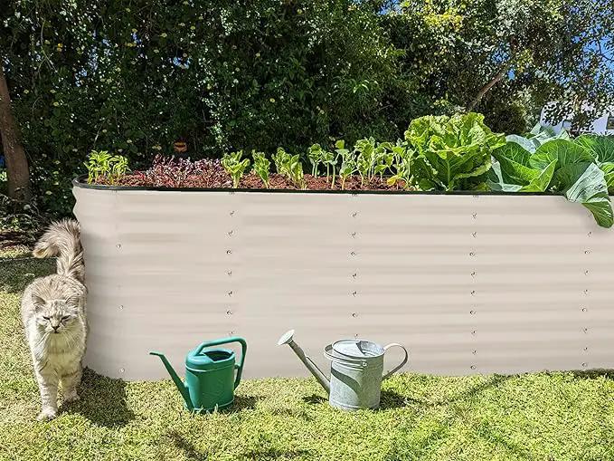 Galvanized Raised Garden Beds Outdoor // 6×2×2 ft Planter Raised Beds for Gardening, Vegetables, Flowers // Large Metal Garden Box (White) // Patented Tool-Free Design by GreenHaven Gardens