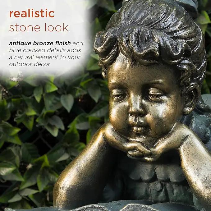 Alpine Corporation 16" Tall Indoor/Outdoor Girl Laying Down Reading Book Statue Set Yard Art Decoration by GreenHaven Gardens