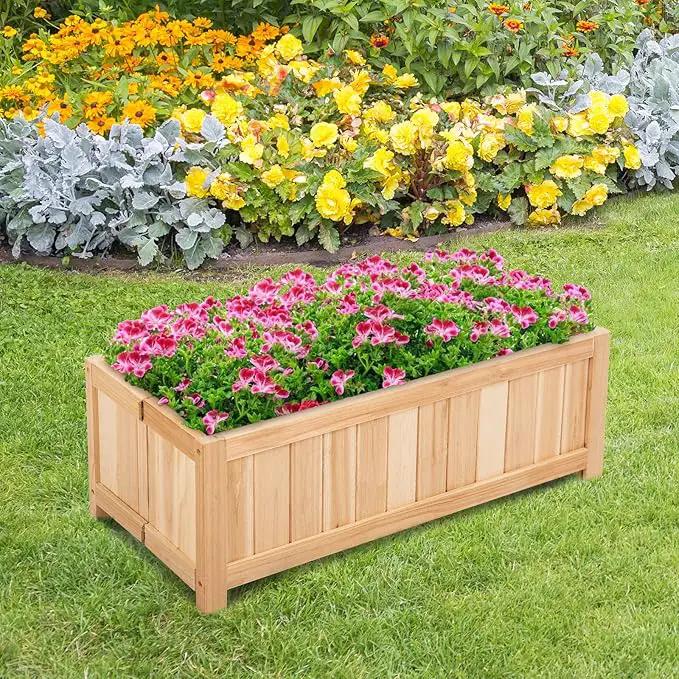 COSTWAY Wooden Planter Garden Bed, Folding Planter Box with Drainage Holes for Vegetables, Herbs, Fruits & Flowers, Outdoor Indoor Raised Planting Bed for Patio, Backyard, Lawn, 27.5"L x 12"W x 10"H by GreenHaven Gardens