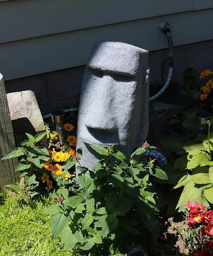 EMSCO Group Easter Island Head Statue – Natural Granite Appearance – Made of Resin – Lightweight – 28” Height by GreenHaven Gardens