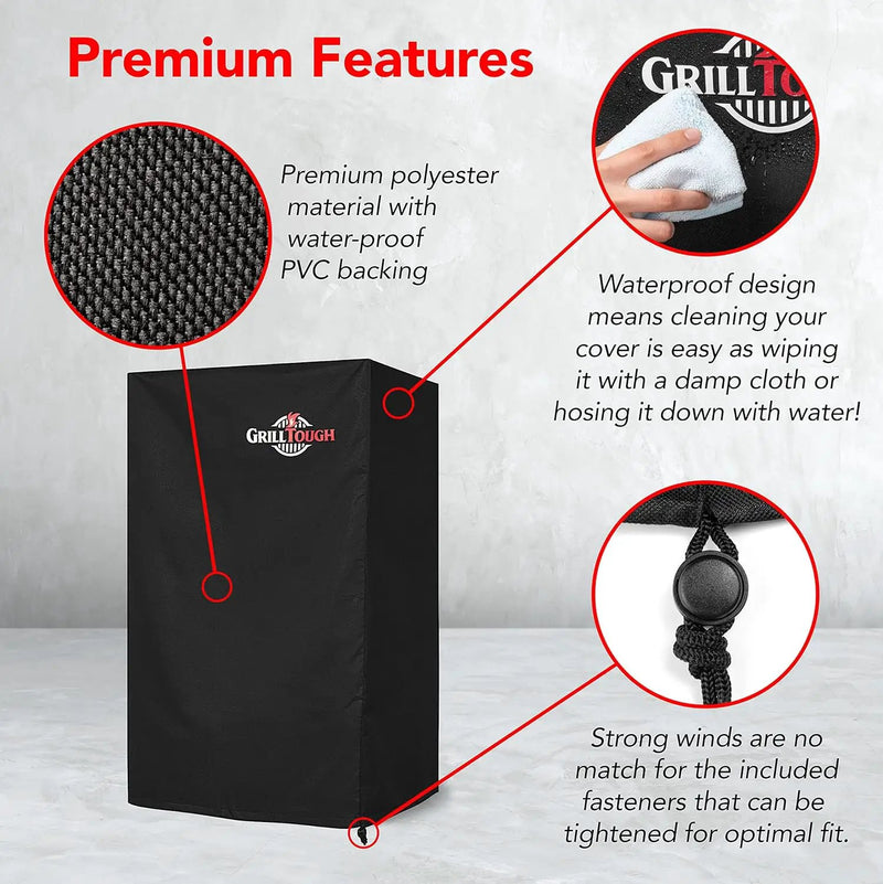 Heavy Duty Smoker Cover for Outdoor Griddle, 30 Inch – Waterproof, Weather Resistant, UV & Fade Resistant with Adjustable Straps – BBQ Cover for Flat Grill, Black by GreenHaven Gardens