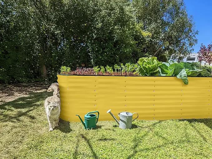 Galvanized Raised Garden Beds Outdoor // 8×2×2 ft Planter Raised Beds for Gardening, Vegetables, Flowers // Large Metal Garden Box (Yellow) // Patented Tool-Free Design by GreenHaven Gardens