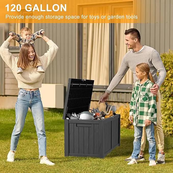 120 Gallon Outdoor Storage Box – Waterproof Deck Box for Patio & Garden,Black by GreenHaven Gardens