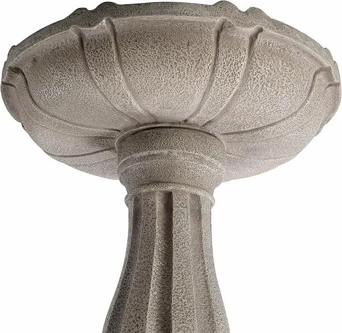 Bird Bath for Outdoor - 26'' Tall Resin Stone Modeling Design Birdbaths, Lightweight and Durable - Enhance Your Outside Garden with This Stunning Water Feature (Ivory White) by GreenHaven Gardens