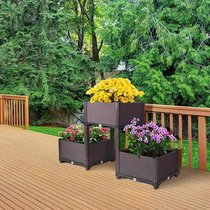 D'vine Dev Planter Raised Beds - Elevated Planter Garden Box with Drainage Plug Raised Garden Beds for Vegetable/Flower/Herb Outdoor Standing Planter Beds Gardening Kit, RGB-3 by GreenHaven Gardens