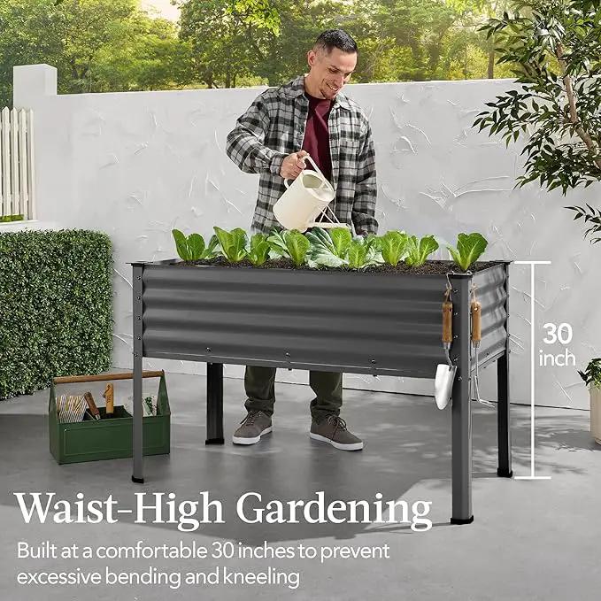 Best Choice Products 48x24x30in Galvanized Raised Garden Bed, Metal Elevated Planter Box, Vegetable Garden for Backyard, Patio, Balcony - Charcoal by GreenHaven Gardens