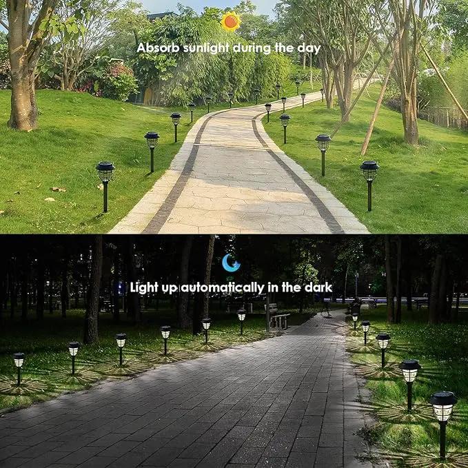10 Pack Solar Pathway Lights Outdoor - Bright Solar Powered Garden Lights with Warm White LED, Auto On/Off Waterproof Path Lights Decorative, Landscape Lighting for Yard Patio Walkway Driveway by GreenHaven Gardens