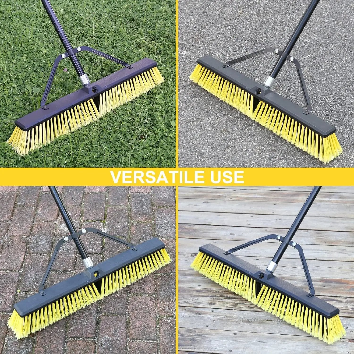 24 Inches Push Broom Outdoor Heavy Duty Broom with 63" Long Handle for Deck Driveway Garage Yard Patio Concrete Floor Cleaning Yellow by GreenHaven Gardens