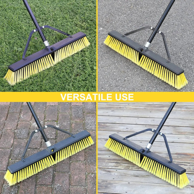 24 Inches Push Broom Outdoor Heavy Duty Broom with 63" Long Handle for Deck Driveway Garage Yard Patio Concrete Floor Cleaning Yellow by GreenHaven Gardens