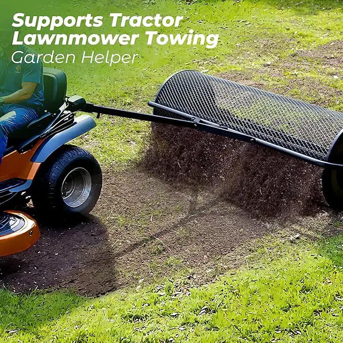 Walensee 44 Inch Compost Spreader Peat Moss Spreader with Side-Latch Design, Upgraded Large-Capacity Metal Mesh Roller for Lawn and Garden Care, Durable Manure Spreader for Seeding and Fertilizing by GreenHaven Gardens