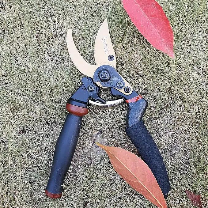gonicc 8.5" Professional Rotating Bypass Titanium Coated Pruning Shears(GPPS-1014), Secateurs, Scissors, Pruners with Heavy Duty SK5 Blade. Soft Cushion Grip Handle for Everyone. by GreenHaven Gardens