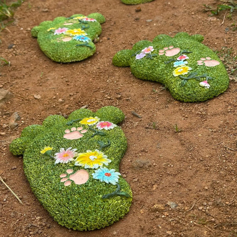 Garden Stepping Stones - Patio Outdoor Decorative Footprint Stones, Lawn Stepping Stones Set, Resin (Set of 2) by GreenHaven Gardens